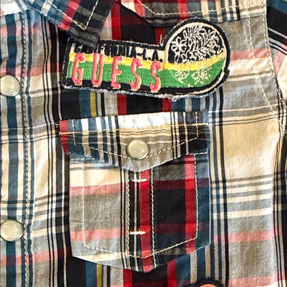 Guess Kids Multicolor Plaid Button Down Shirt - Picture 2 of 8